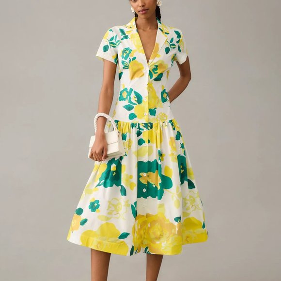 HTF Anthropologie Plenty by Tracy Reese Short-Sleeve Flounce Dress